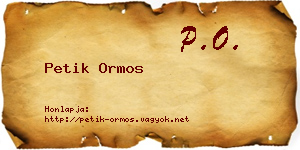 Petik Ormos névjegykártya